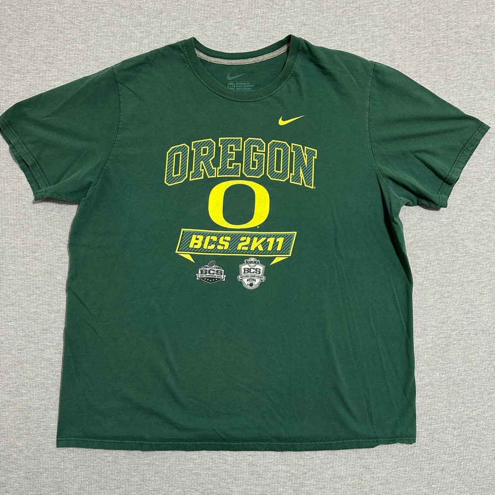 Nike Oregon Ducks BCS 2K11 National Championship Green Graphic T-Shirt Mens 2XL